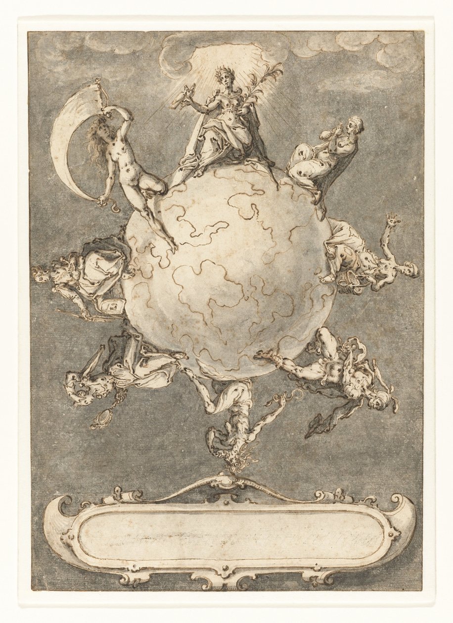 Desenho para a última impressão da série Omnium rerum vicissitudo est de Jacob de Gheyn (II)
