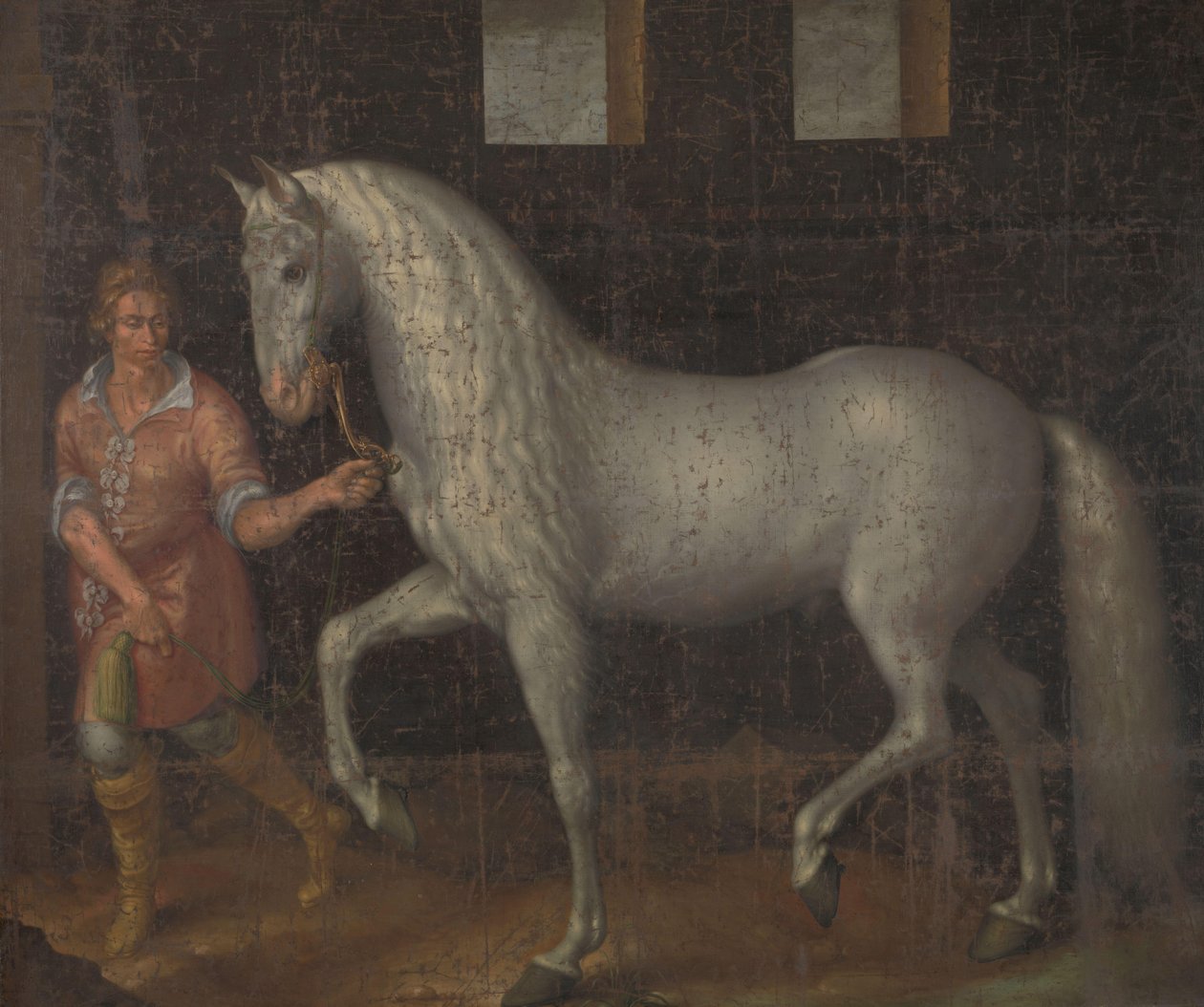 Cavalo de Guerra Espanhol Um cavalo de guerra espanhol capturado por Lodewijk Gunther van Nassau do arquiduque Alberto da Áustria na Batalha de Nieuwpoort e apresentado ao príncipe Maurits de Jacob de Gheyn (II)