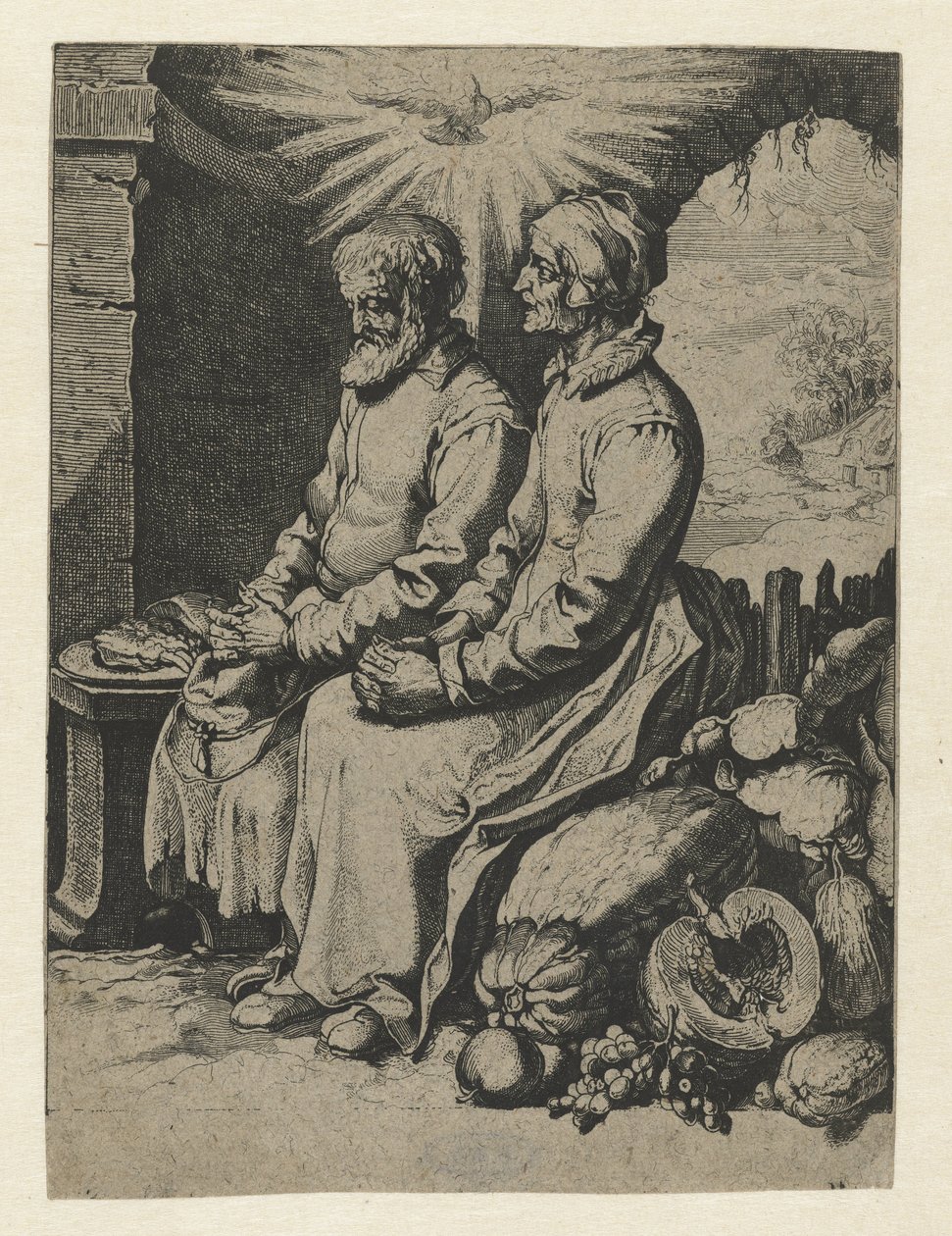 Casal de idosos orante
Vreedsamich paer de Jacob de Gheyn (III) (attributed to)