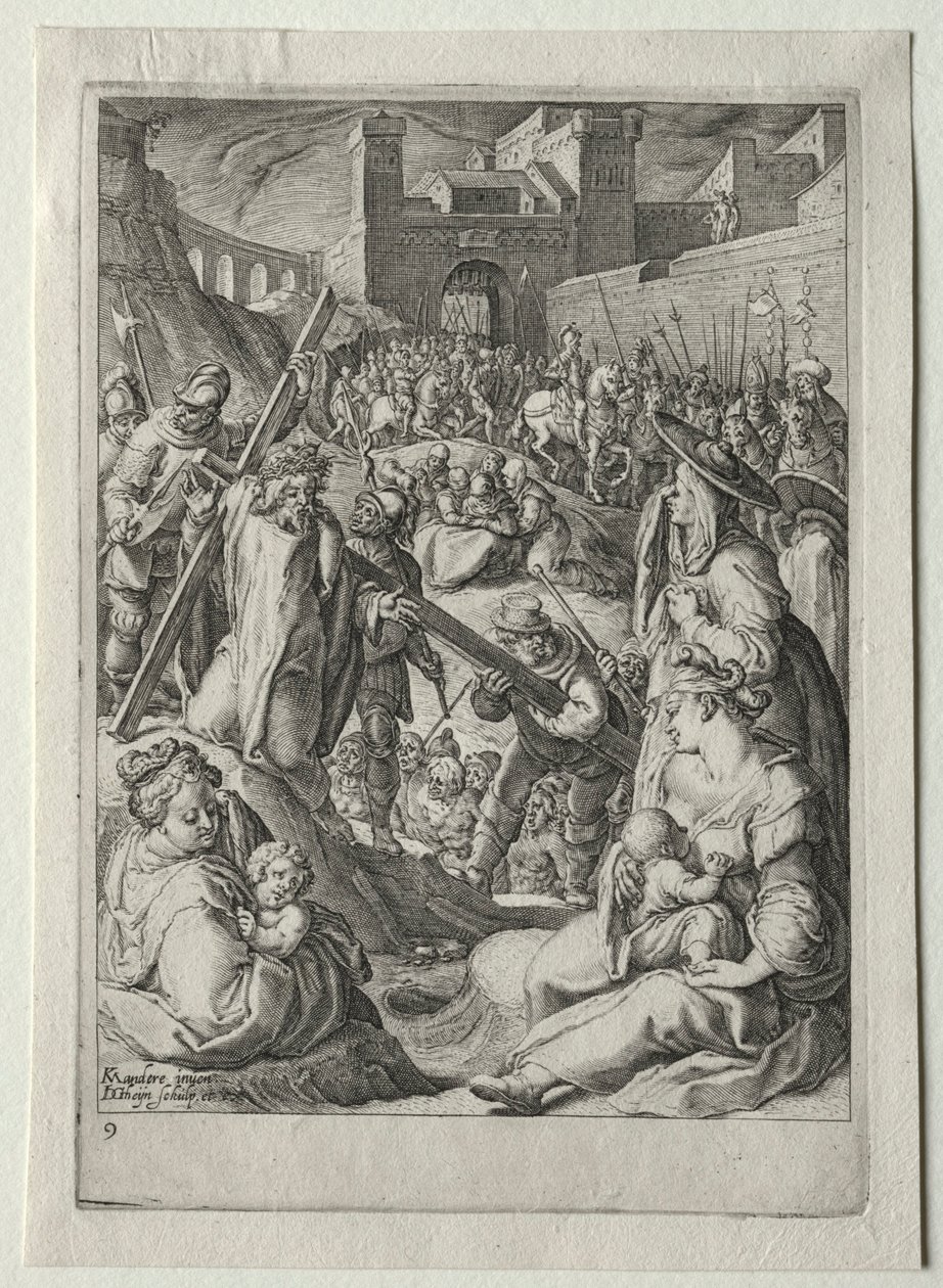 Conjunto da Paixão:  Cristo carregando a cruz de Jacob de Gheyn II