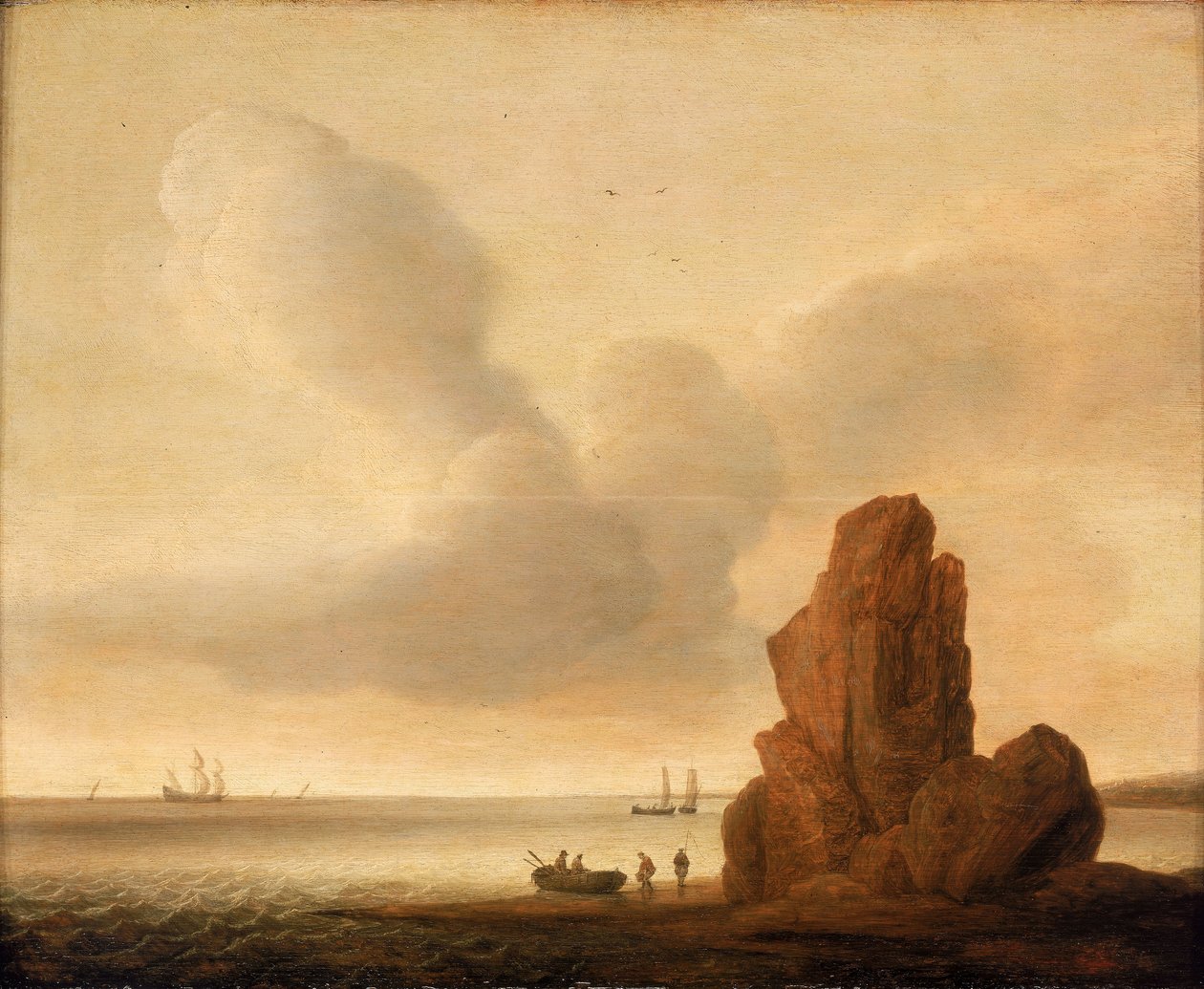 Um rochedo num mar calmo, meados a finais do século XVII (óleo sobre painel) de Jacob de Gruyter