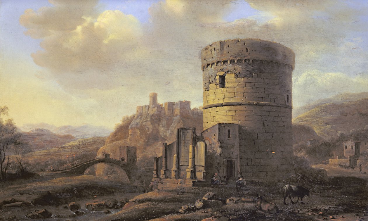 Paisagem romana: O túmulo de Cecilia Metella de Jacob de Heusch