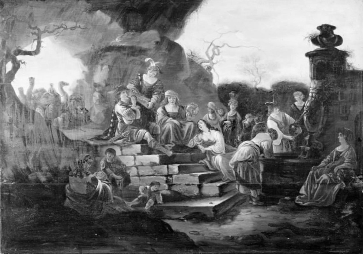 Companhia alegre por uma fonte de Jacob de Wet d.Æ.
