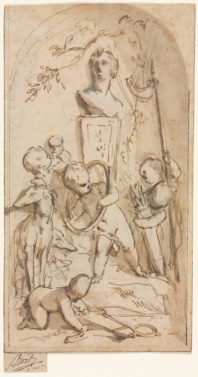 Busto de Diana com Putti e Atributos de Caça de Jacob de Wit