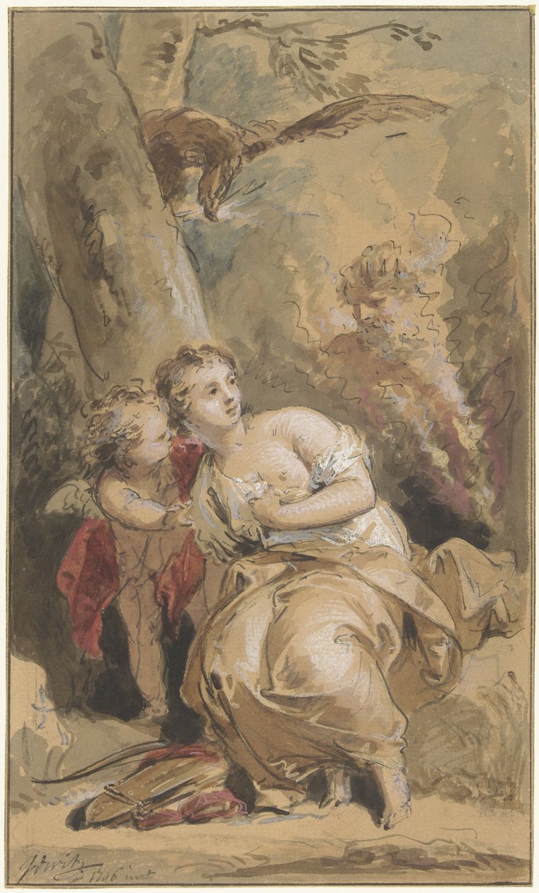 Calisto, Amor e Júpiter com a águia de Jacob de Wit