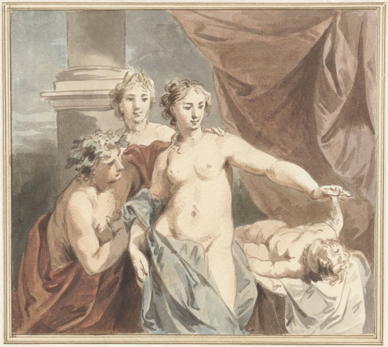 Ceres, Vénus, Bacchus e Amor adormecido de Jacob de Wit