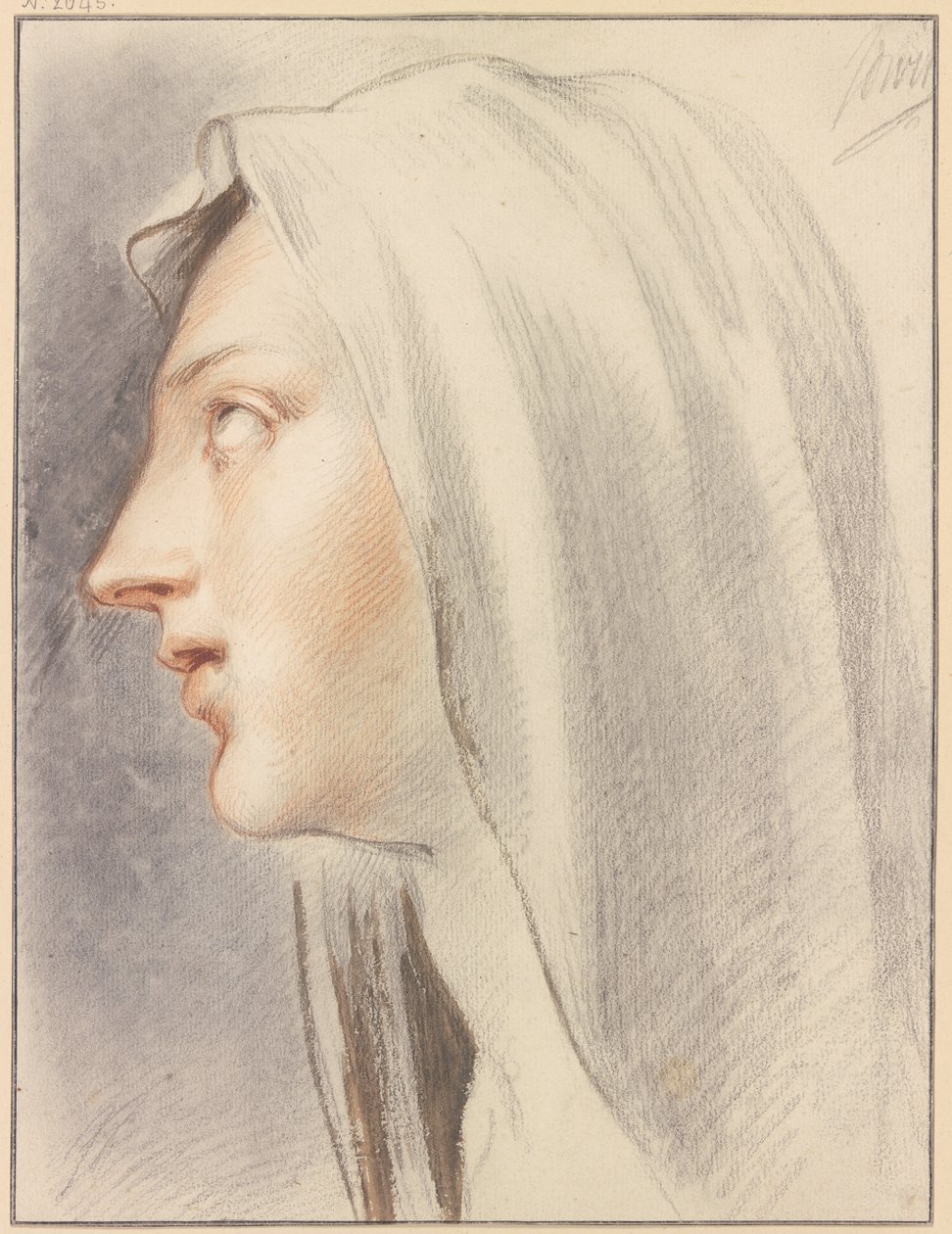 Cabeça de mulher com véu, de perfil para a esquerda de Jacob de Wit