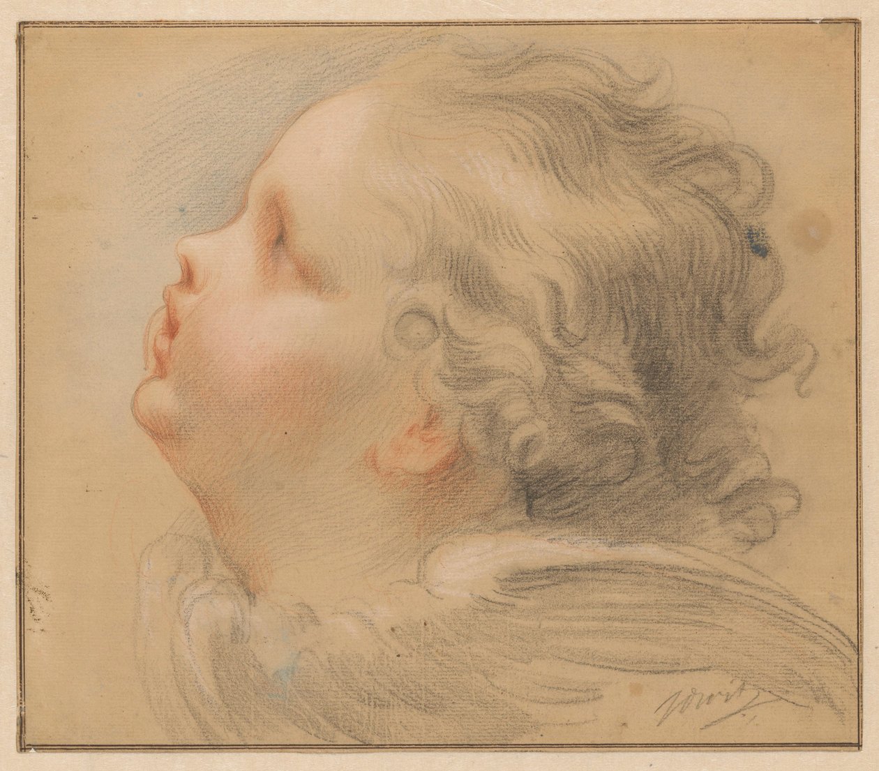 Cabeça de um querubim, à esquerda de Jacob de Wit
