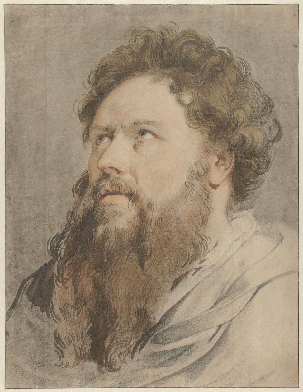 Cabeça de homem com barba, olhos de lado para cima de Jacob de Wit