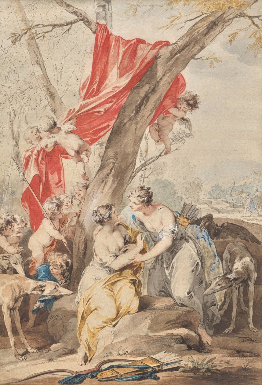 Júpiter (na forma de Diana) e Calisto de Jacob de Wit