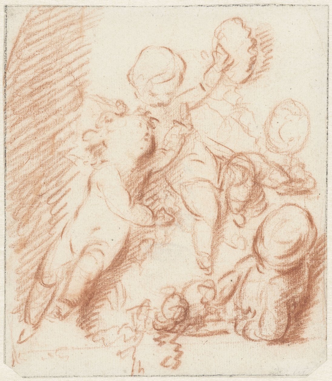 Design para uma porta ou chaminé com três putti de Jacob de Wit