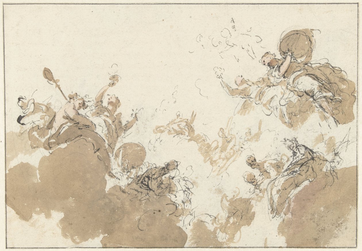Desenho para pintura de tectos de Jacob de Wit