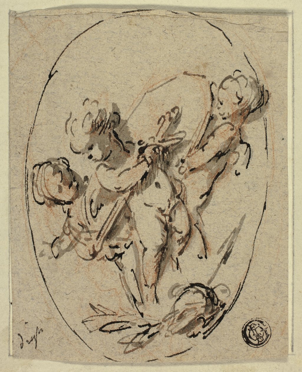Putti com escudo e espada de Jacob de Wit