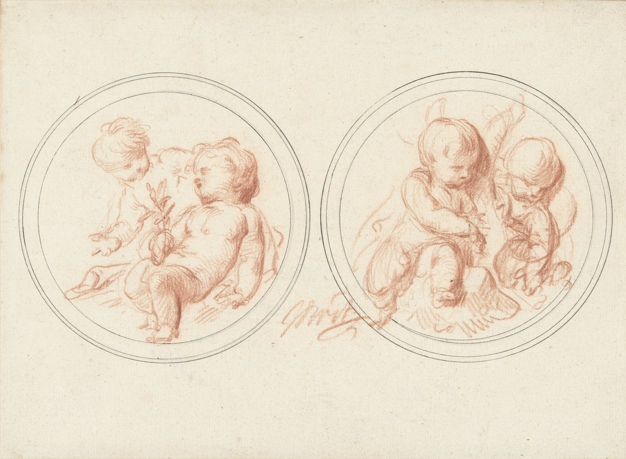 Dois medalhões com crianças de Jacob de Wit