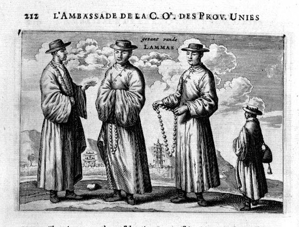 Lamas da China, de um relato de uma embaixada holandesa na China de Jacob van Meurs