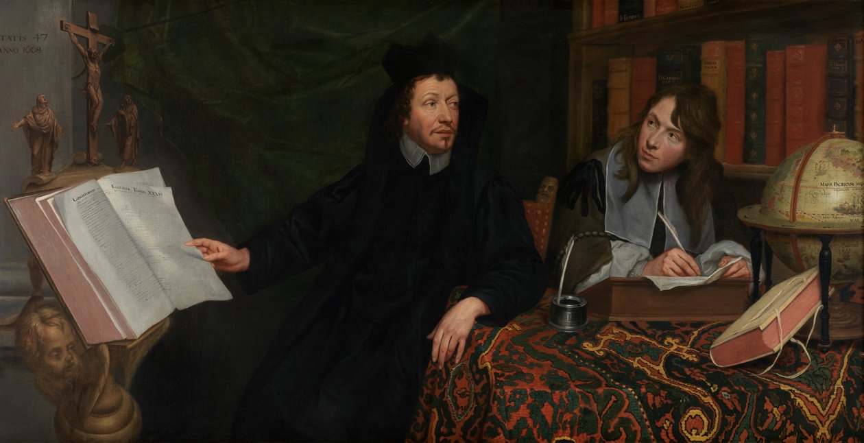 Retrato de um teólogo com o seu secretário de Jacob van Oost