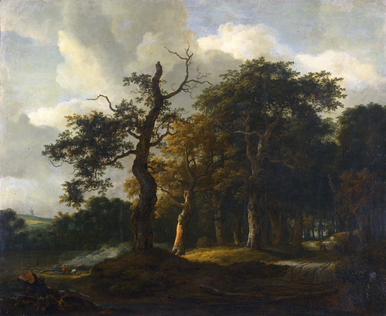Uma estrada através de uma madeira de carvalho de Jacob van Ruisdael