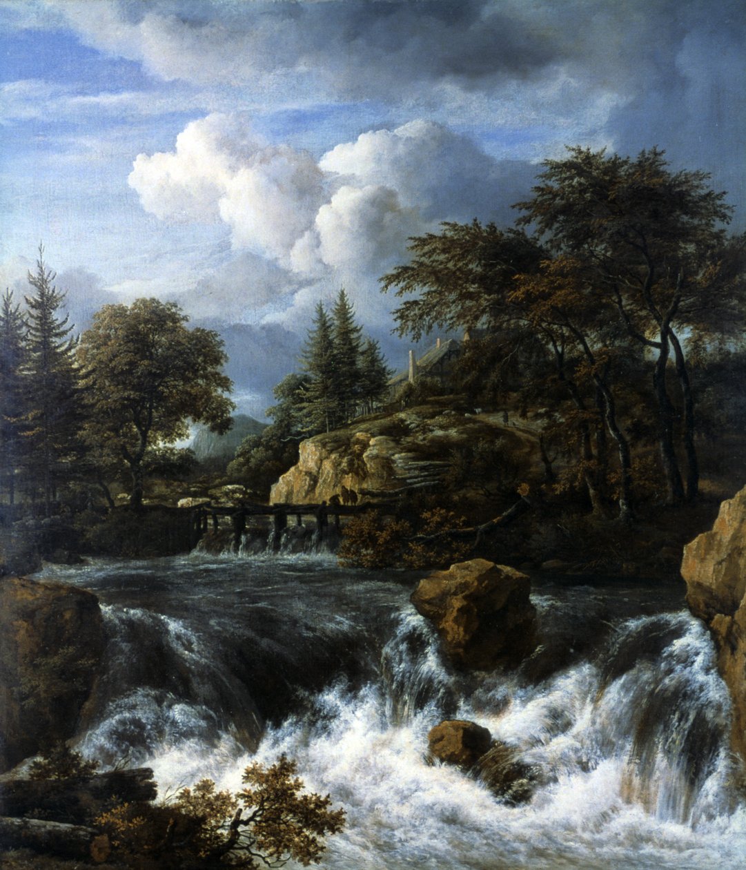 Uma cachoeira em uma paisagem rochosa, 1660-70 de Jacob van Ruisdael