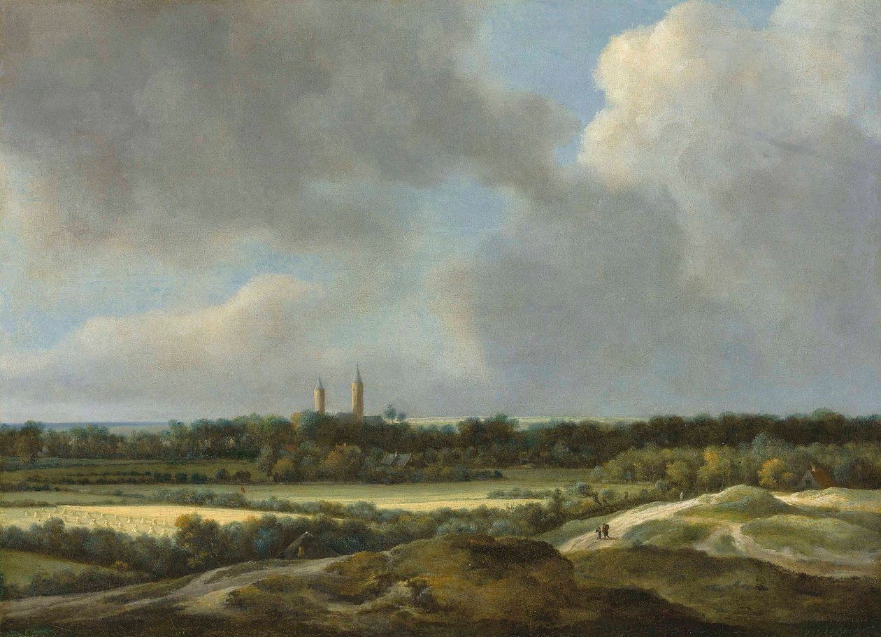 Uma paisagem extensa com campos de cereais, para além de Heemstede de Jacob van Ruisdael