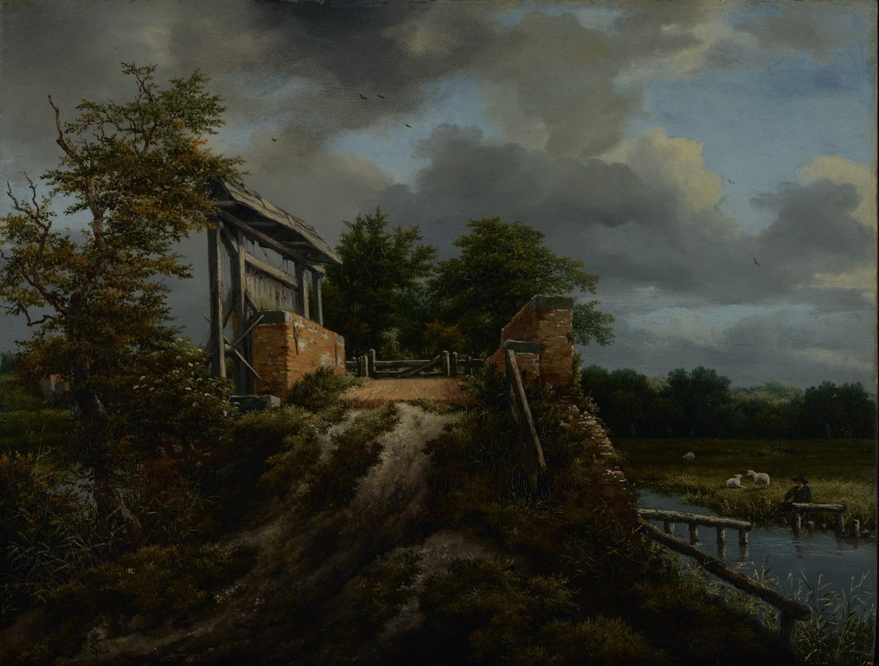 Ponte com uma eclusa de Jacob van Ruisdael