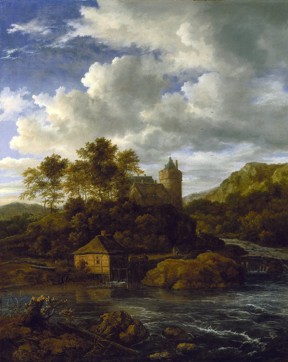 Castelo e moinho de água junto a um rio de Jacob van Ruisdael