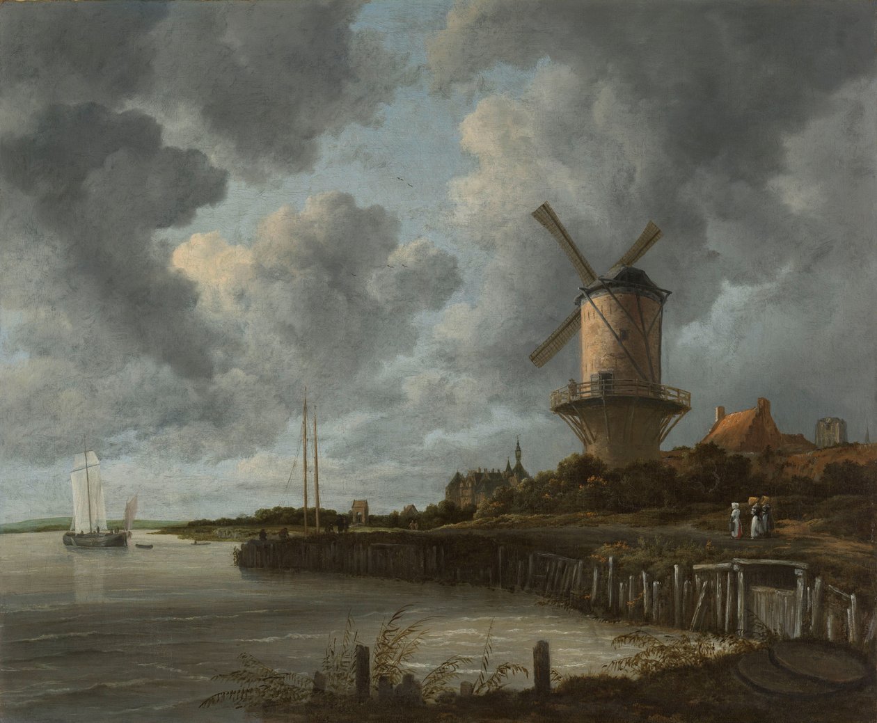 Neerlandês: O moinho de vento de Wijk bij Duurstede de Jacob van Ruisdael