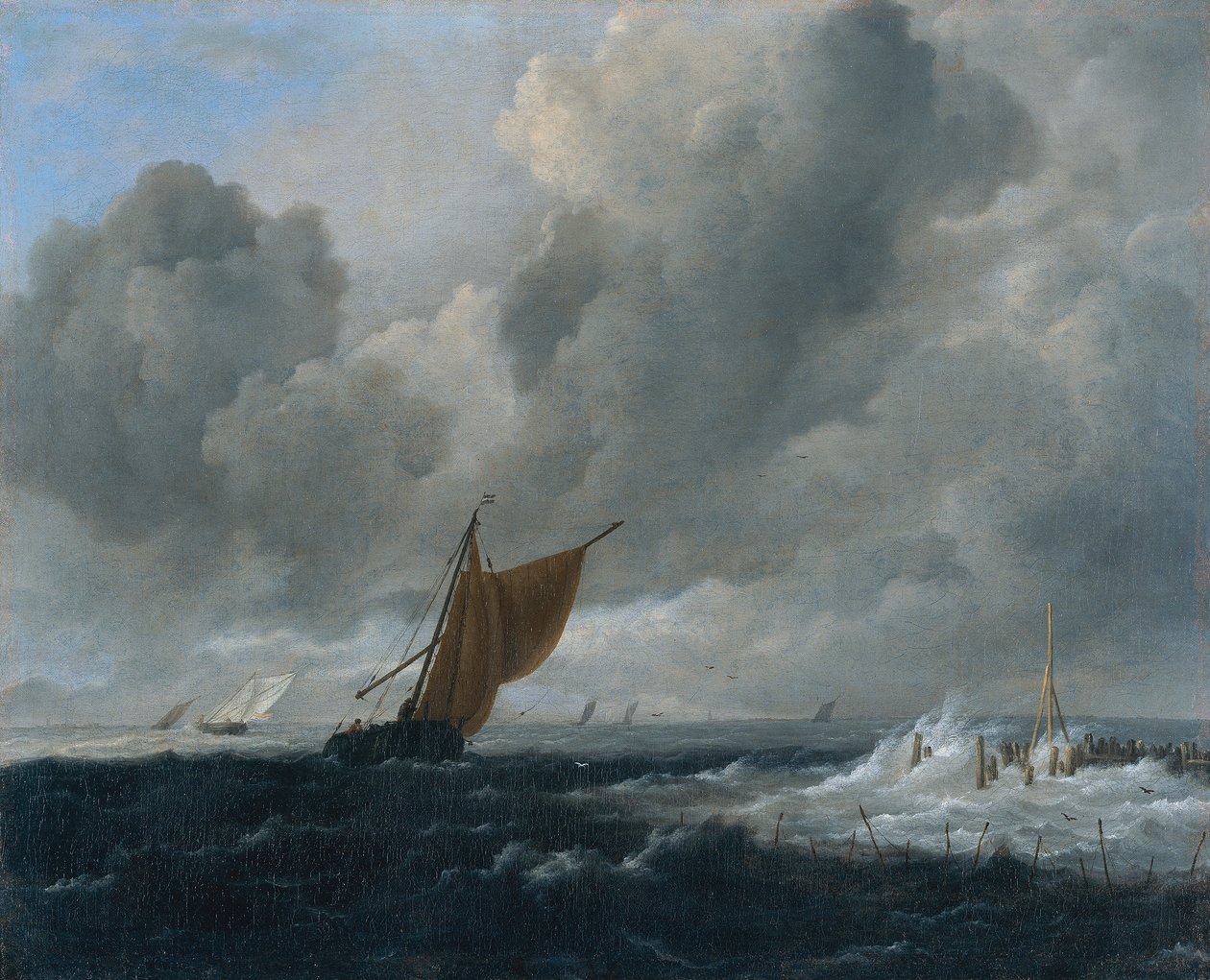 Holandês: Mar tempestuoso com navios à vela Mar tempestuoso com navios à vela de Jacob van Ruisdael