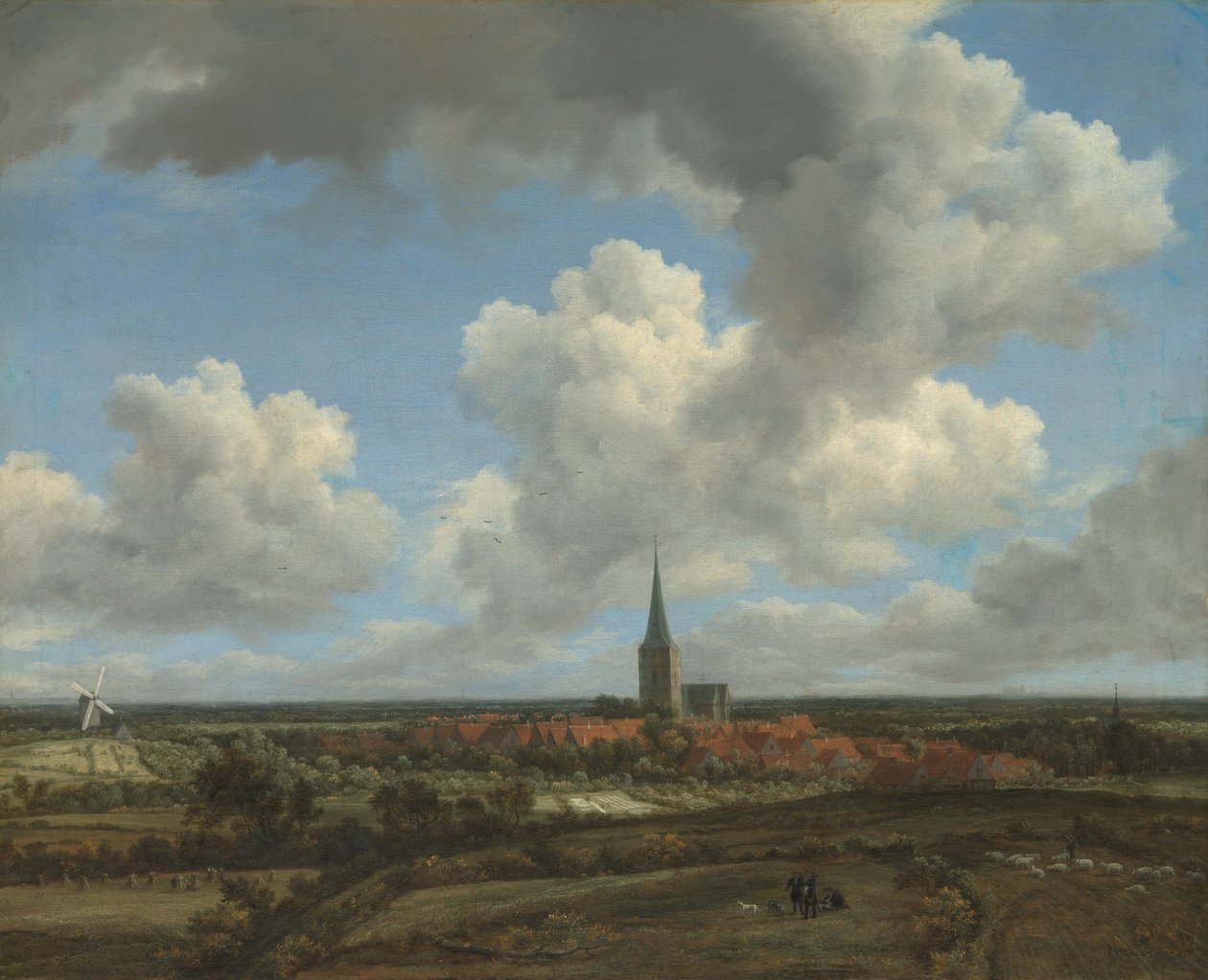 Paisagem plana com vista de Ootmarsum (Overijssel) de Jacob van Ruisdael
