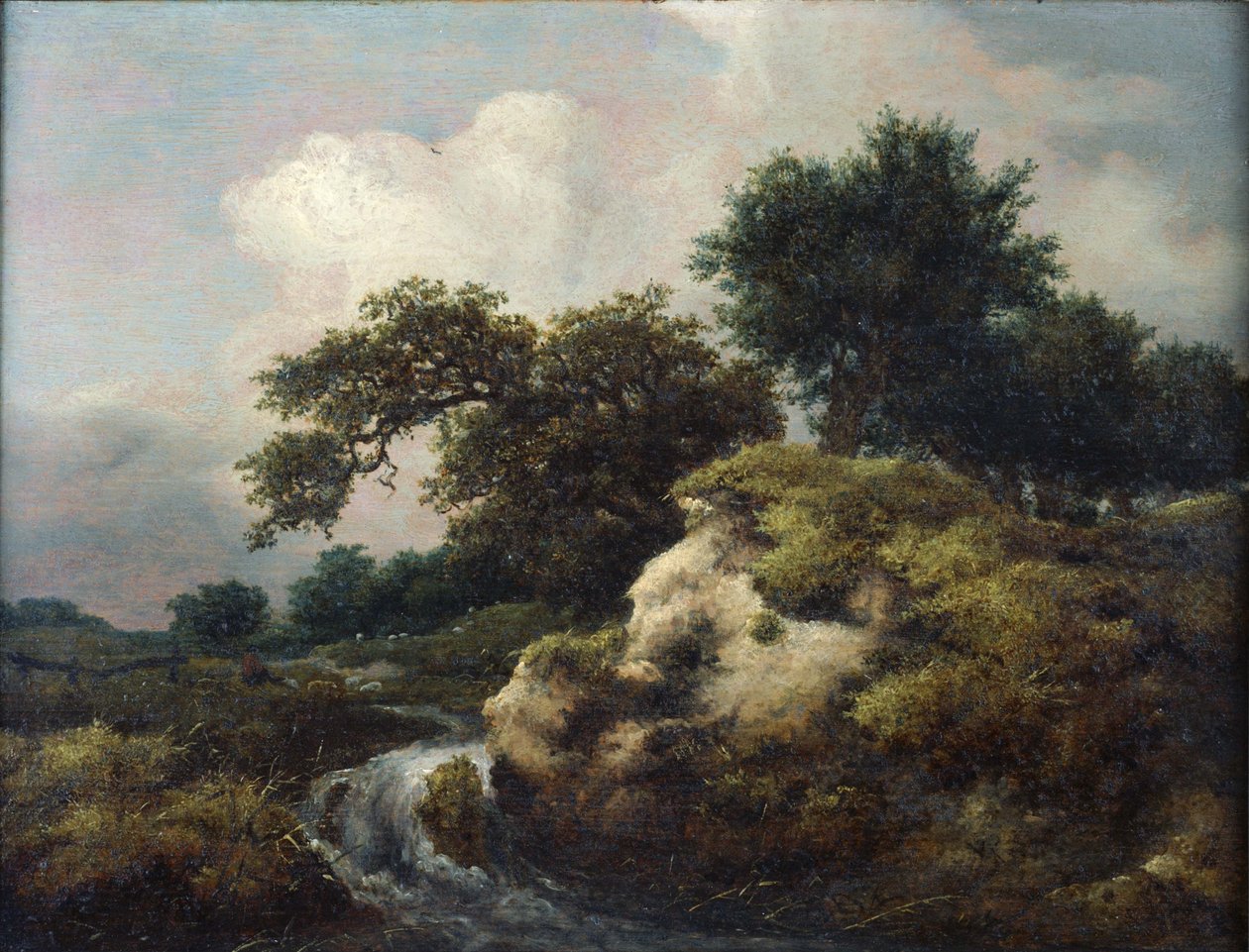 Paisagem com duna e pequena cascata de Jacob van Ruisdael
