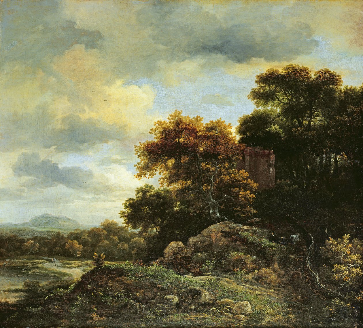 Paisagem, com, arborizado, Hillock de Jacob van Ruisdael