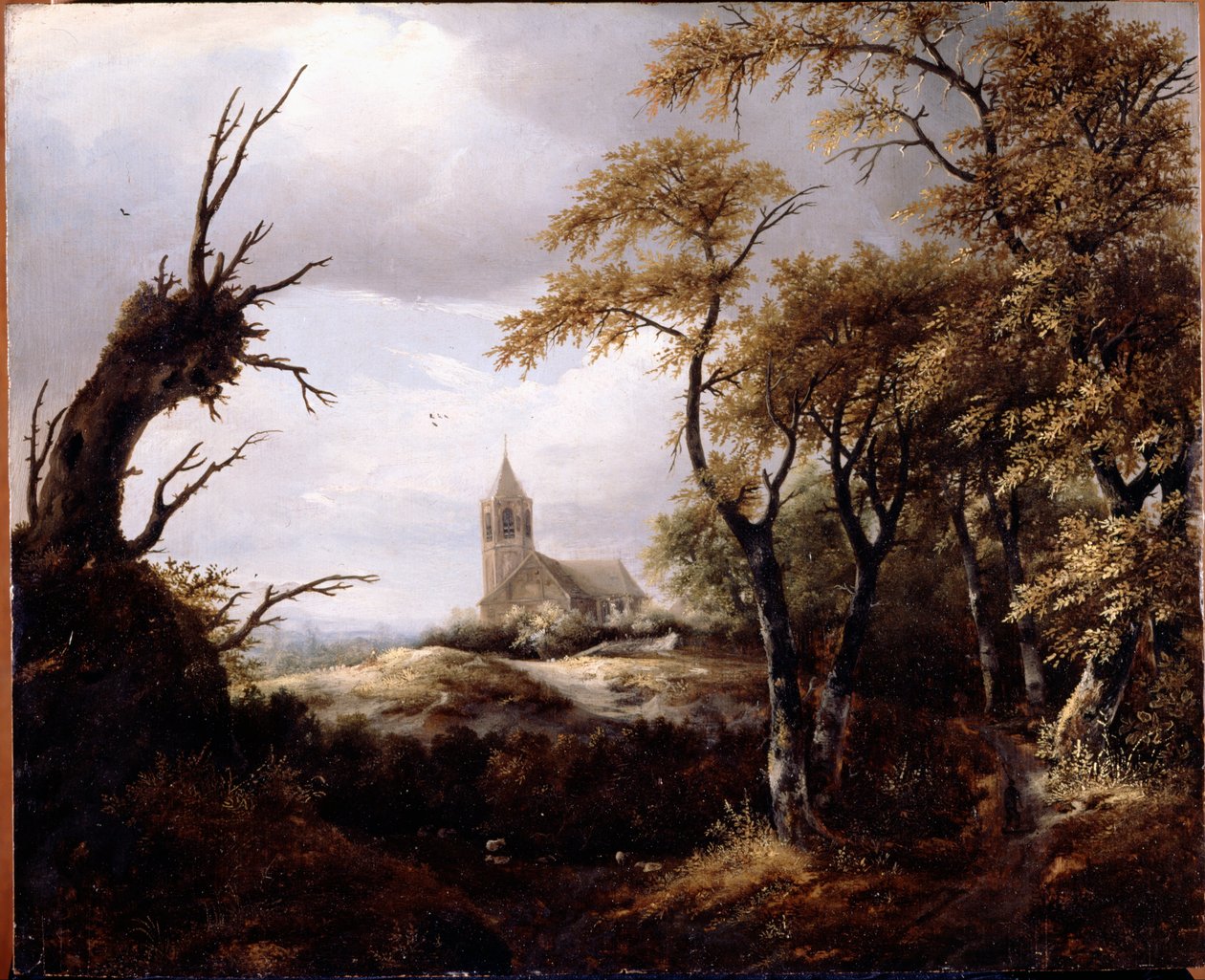 Paisagem com uma igreja de Jacob van Ruisdael