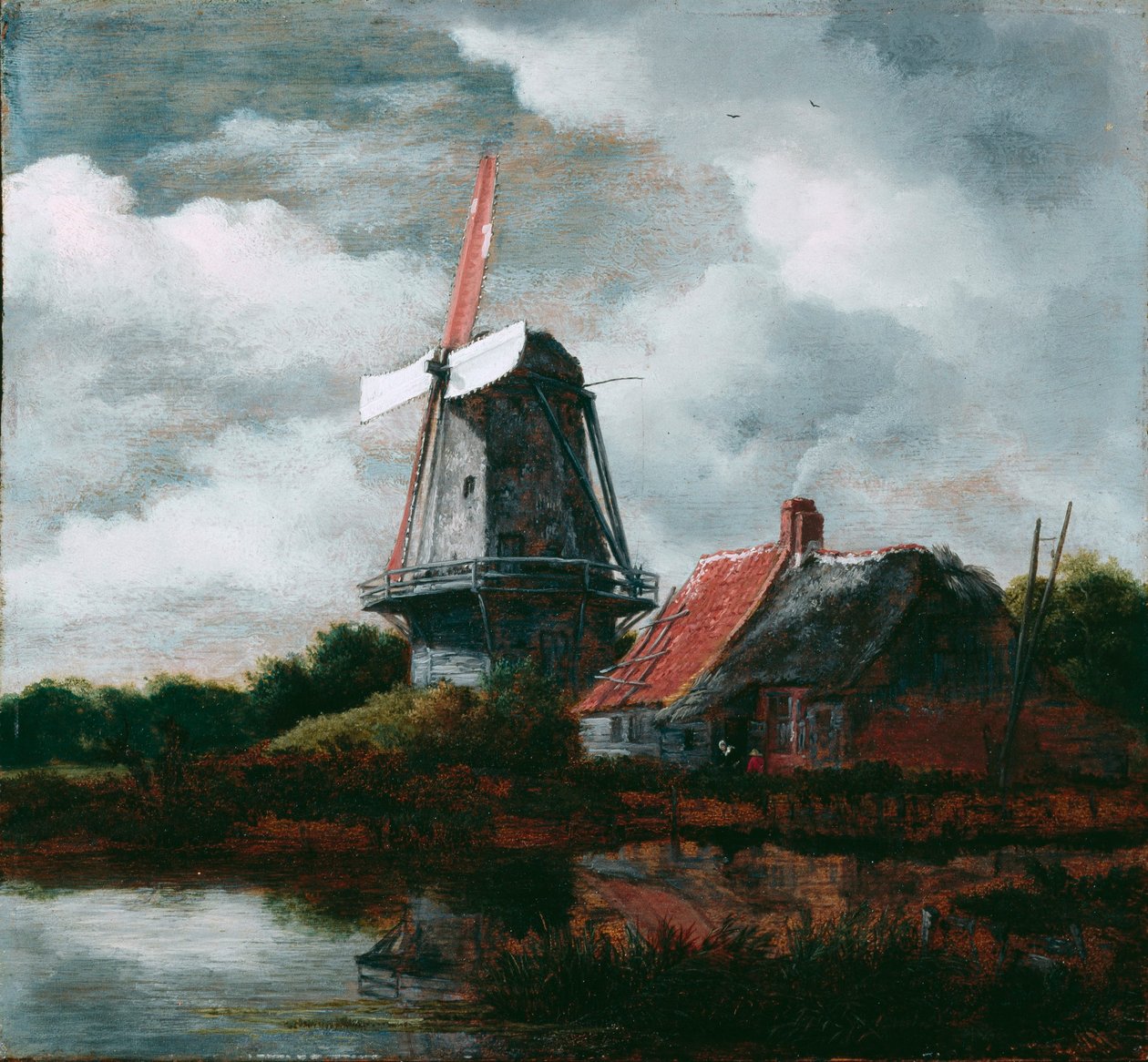 Paisagem com uma casa de campo e um moinho de vento de Jacob van Ruisdael