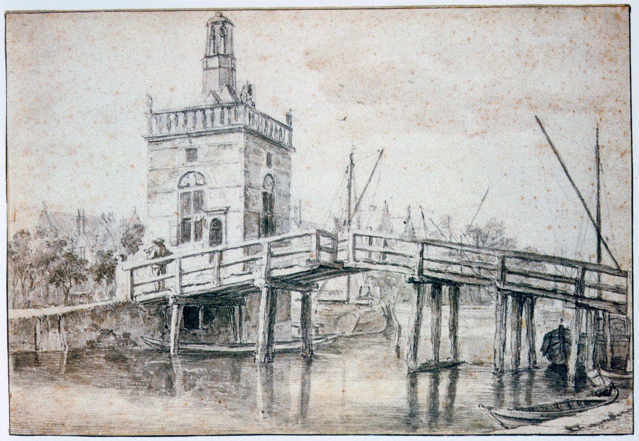 A ponte em Alkmaar, c1648-1682 de Jacob van Ruisdael