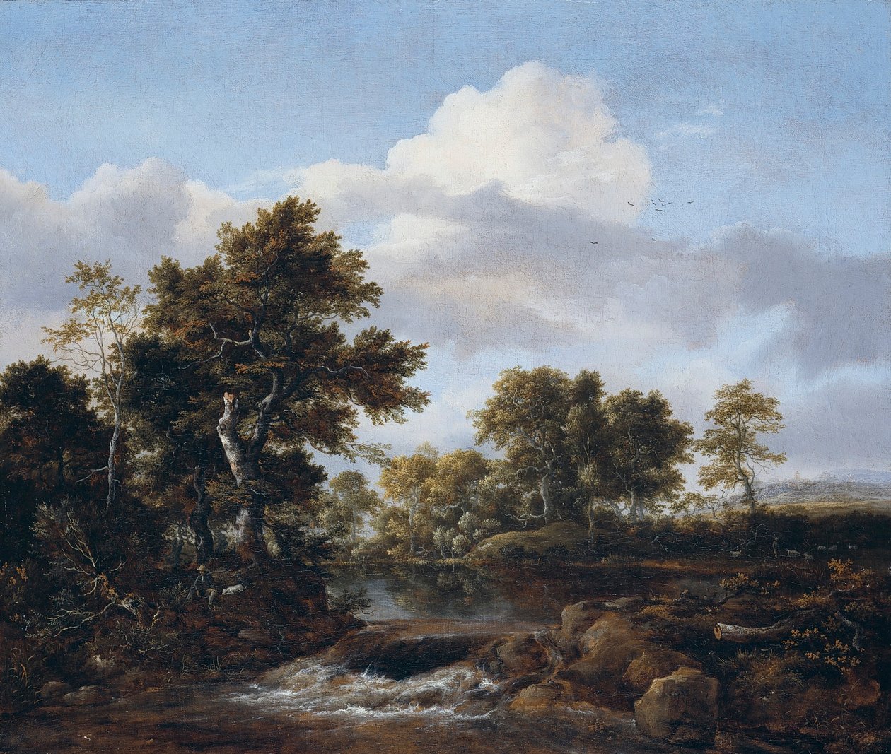 Paisagem arborizada com um riacho de Jacob van Ruisdael