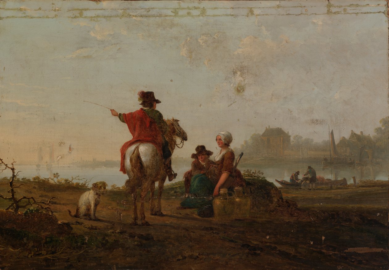 Paisagem holandesa com figuras, final do século XVIII e início do século XIX. de Jacob van Strij