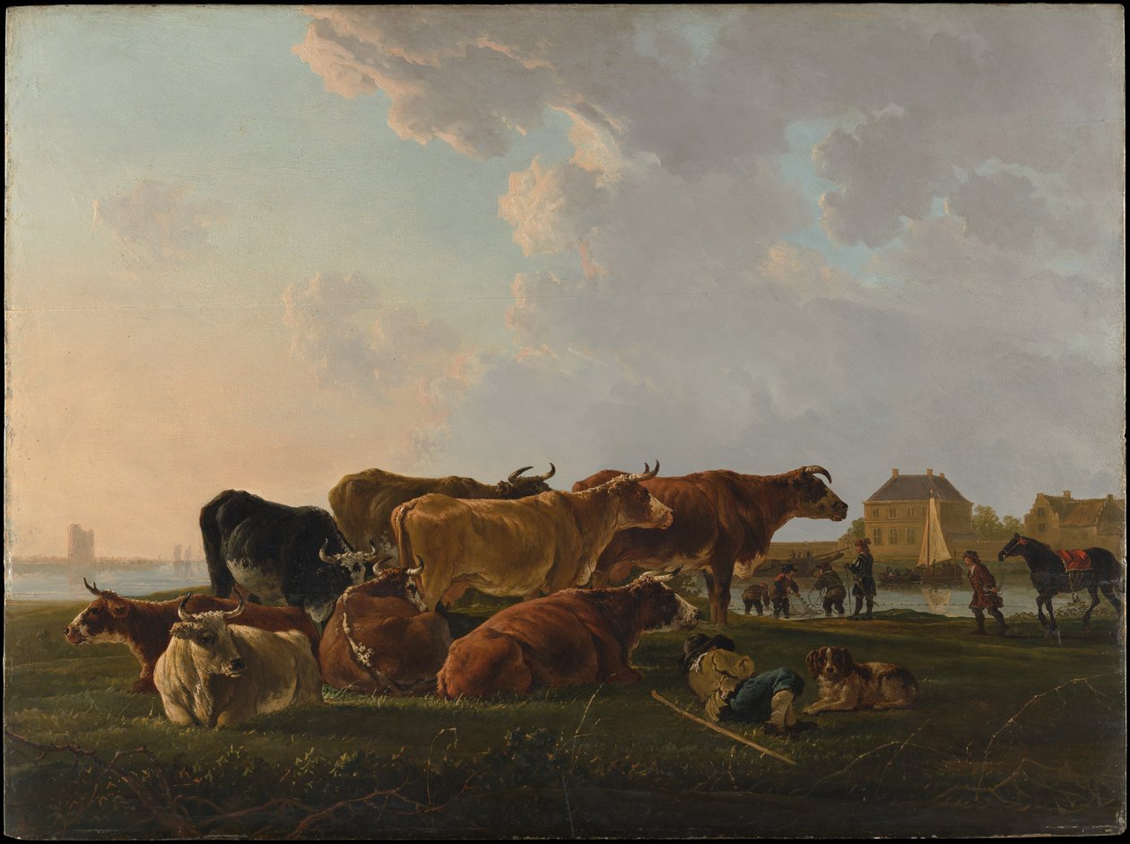 Paisagem com gado de Jacob van Strij