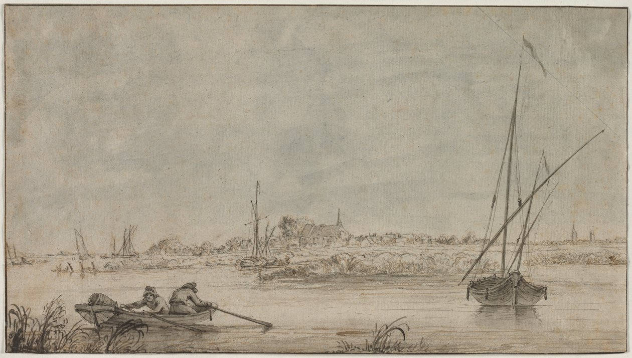Vista de Dordrecht do rio de Jacob van Strij