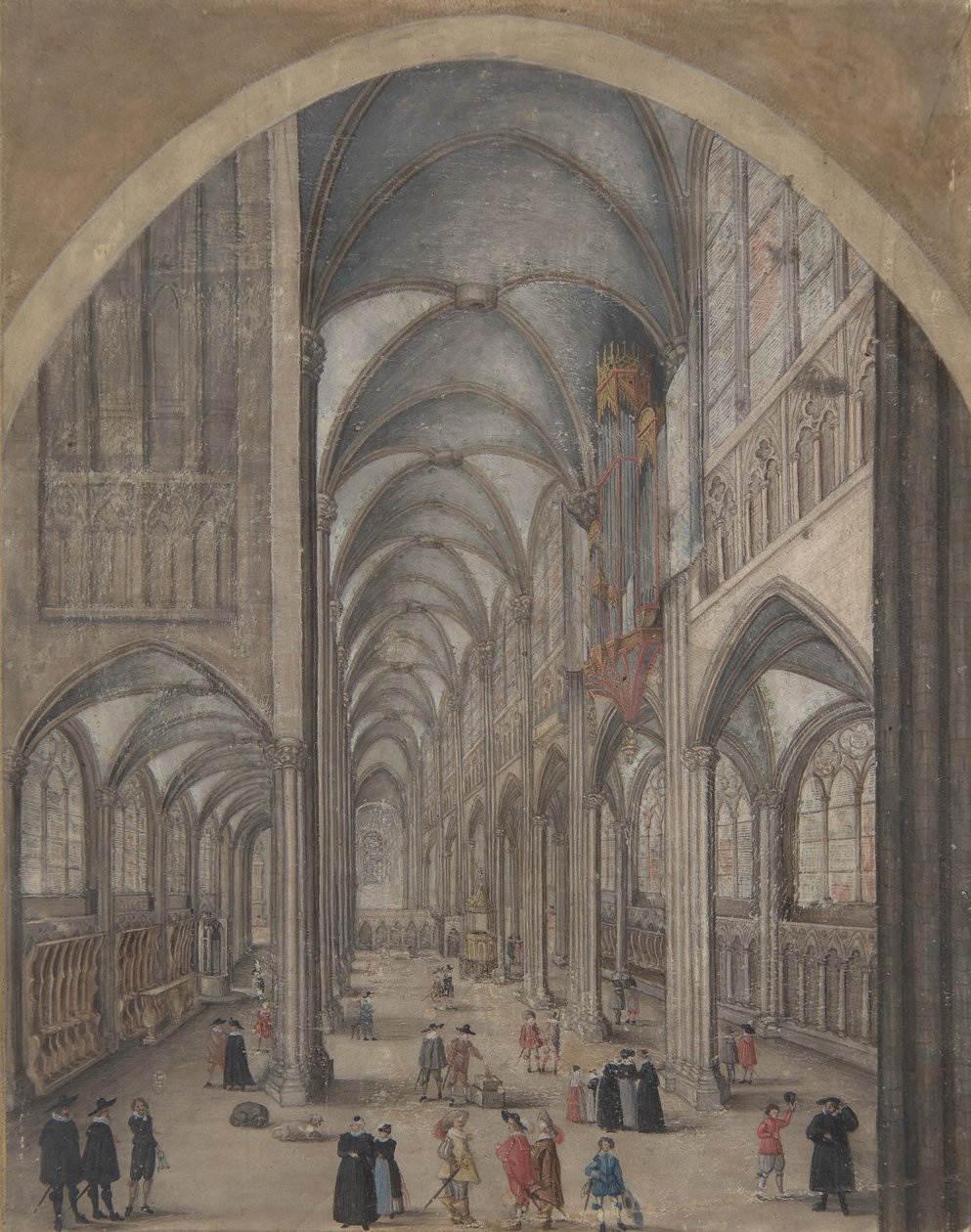 Interior da Catedral de Estrasburgo, ca. 1625-30. de Jacob van der Heyden.