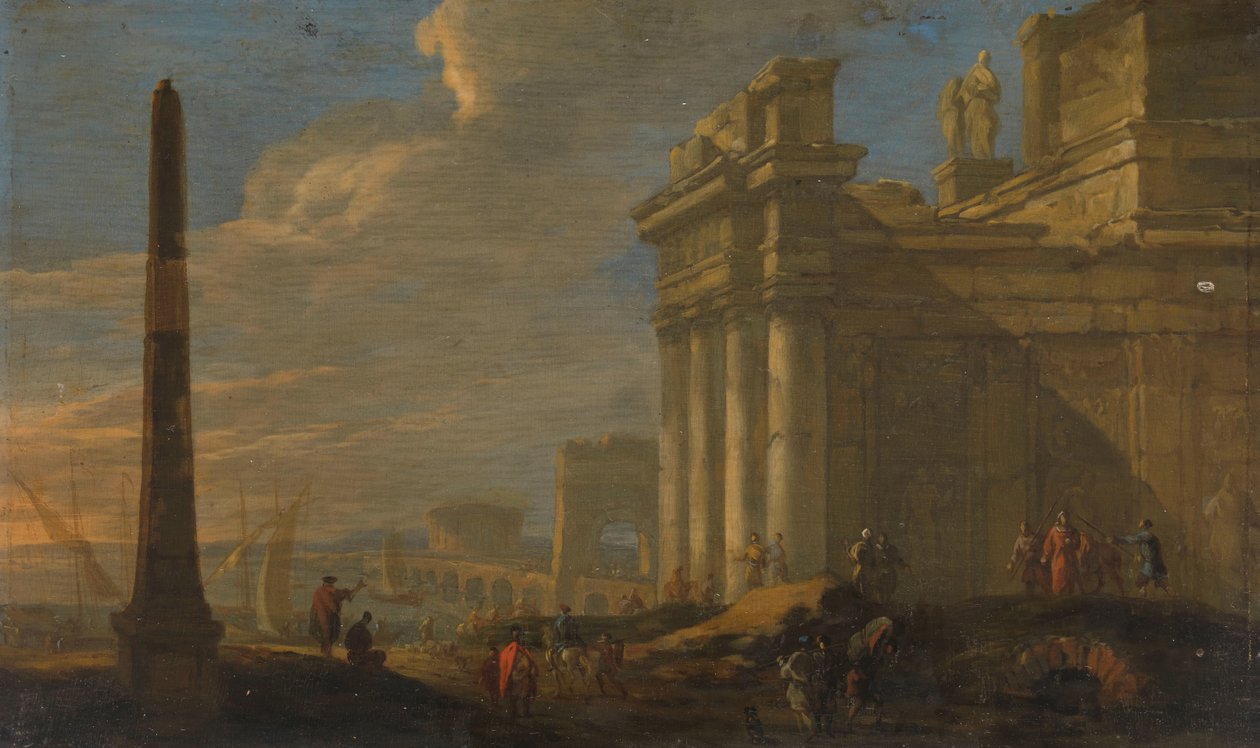 vista do porto italiano de Jacob van der Ulft (signed by artist)