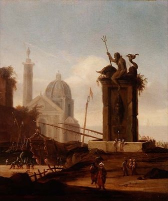 Um italiano Capriccio em um porto do Mediterrâneo de Jacob van der Ulft