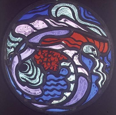 Composição abstrata, medalhão (vidro manchado) de Jacoba van Heemskerck