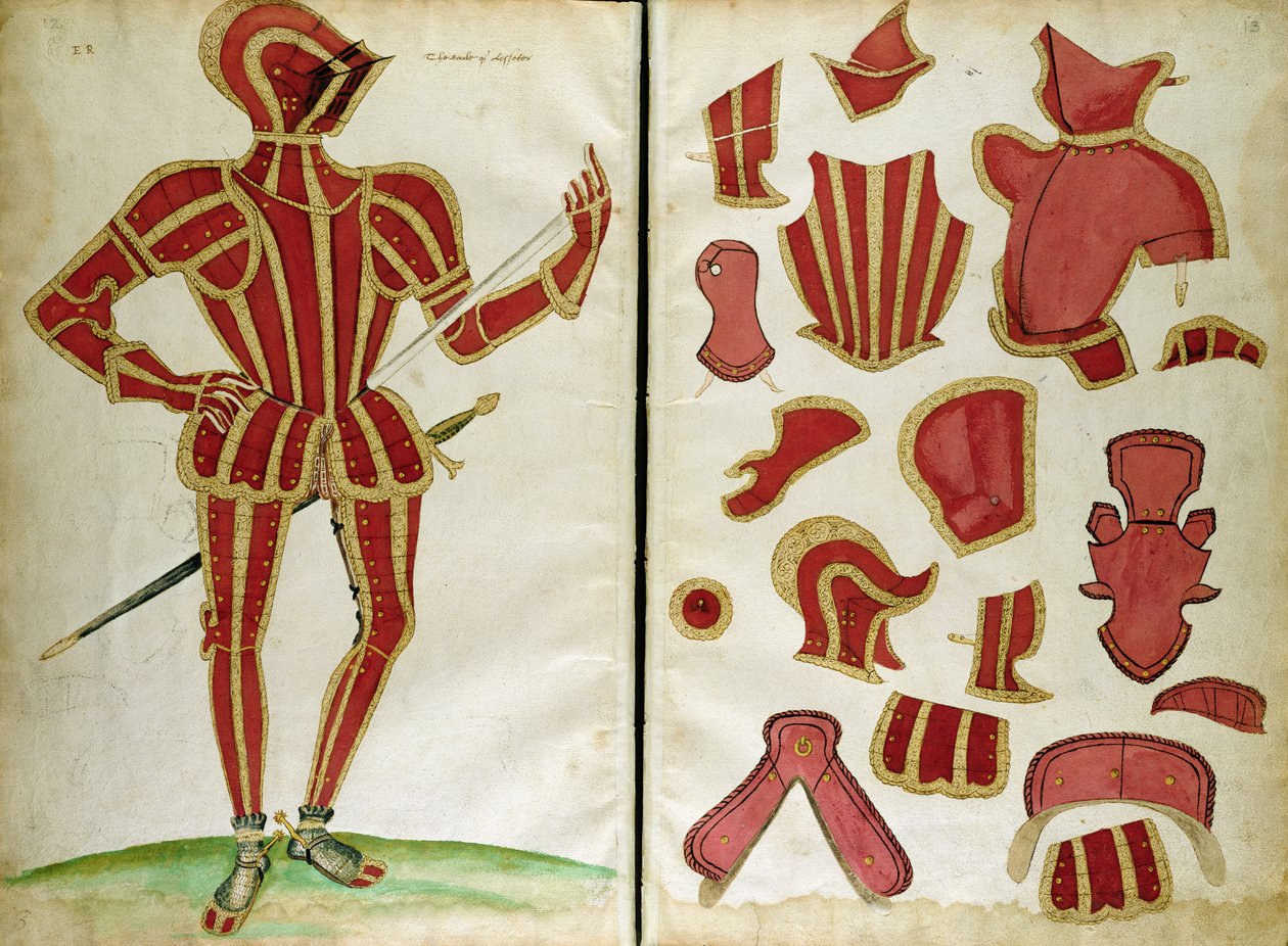 Terno de armadura para o Conde de Leicester de &39;Álbum de um armeiro elisabetano&39; de Jacobe Halder