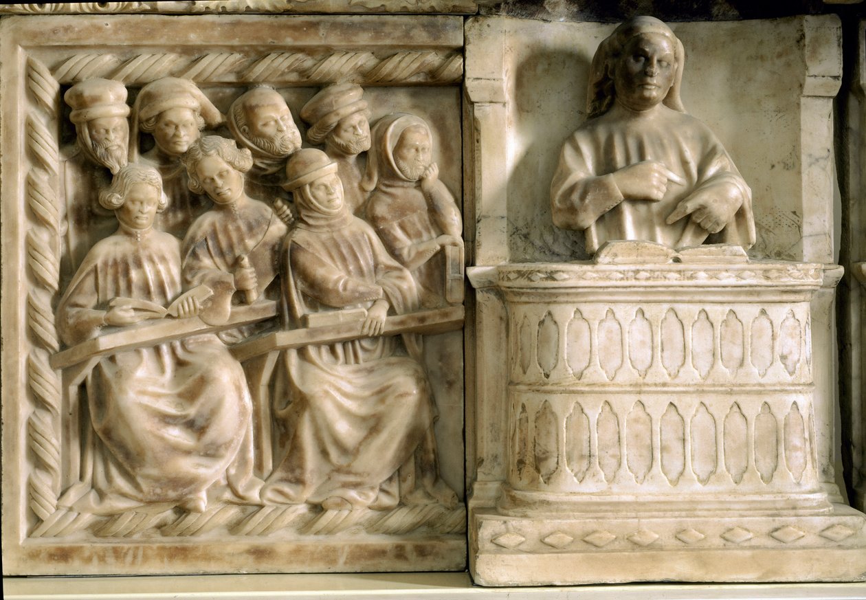Monumento funerário de Carlo, Roberto e Riccardo da Saliceto: alunos de um curso (escultura, c.1403) de Jacobello and Pier Paolo dalle Masegne
