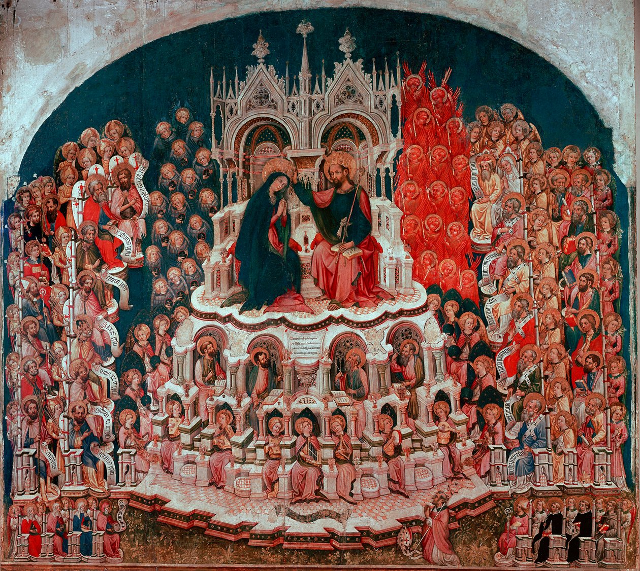 A coroação da Virgem no Paraíso pintura sobre madeira de Jacobello del Fiore (1370-1439). Galeria do século XV da Accademia de Veneza de Jacobello del Fiore