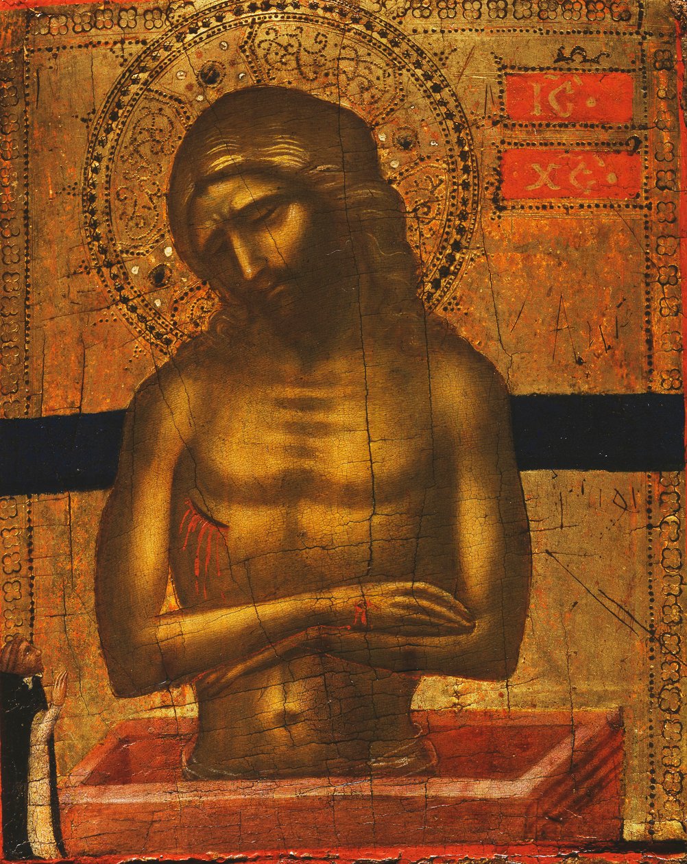 Cristo no túmulo com um monge dominiquense de Jacobello di Bonomo