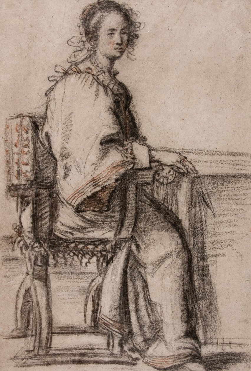 Senhora sentada em uma mesa de Jacopo Confortini