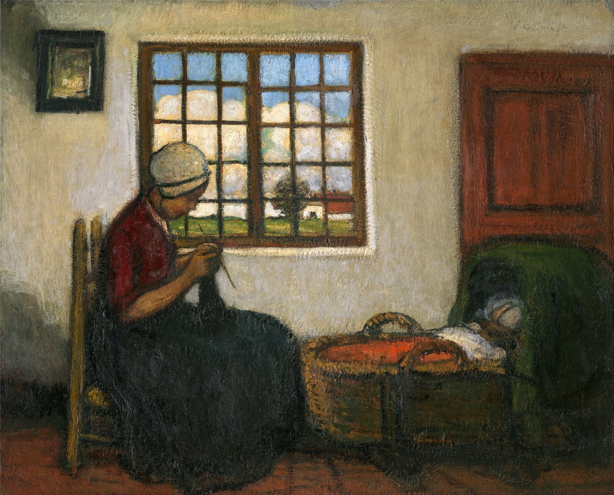 Interior com Berço (óleo sobre tela) de Jacobs Smits