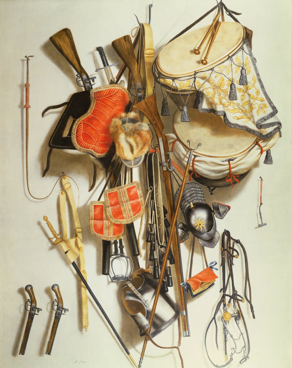 Trompe O Olho do Equipamento Militar (óleo) de Jacobus Biltius