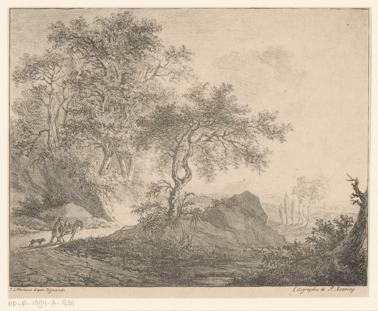 Motorista de burro na paisagem de montanha de Jacobus Adrianus Weiland