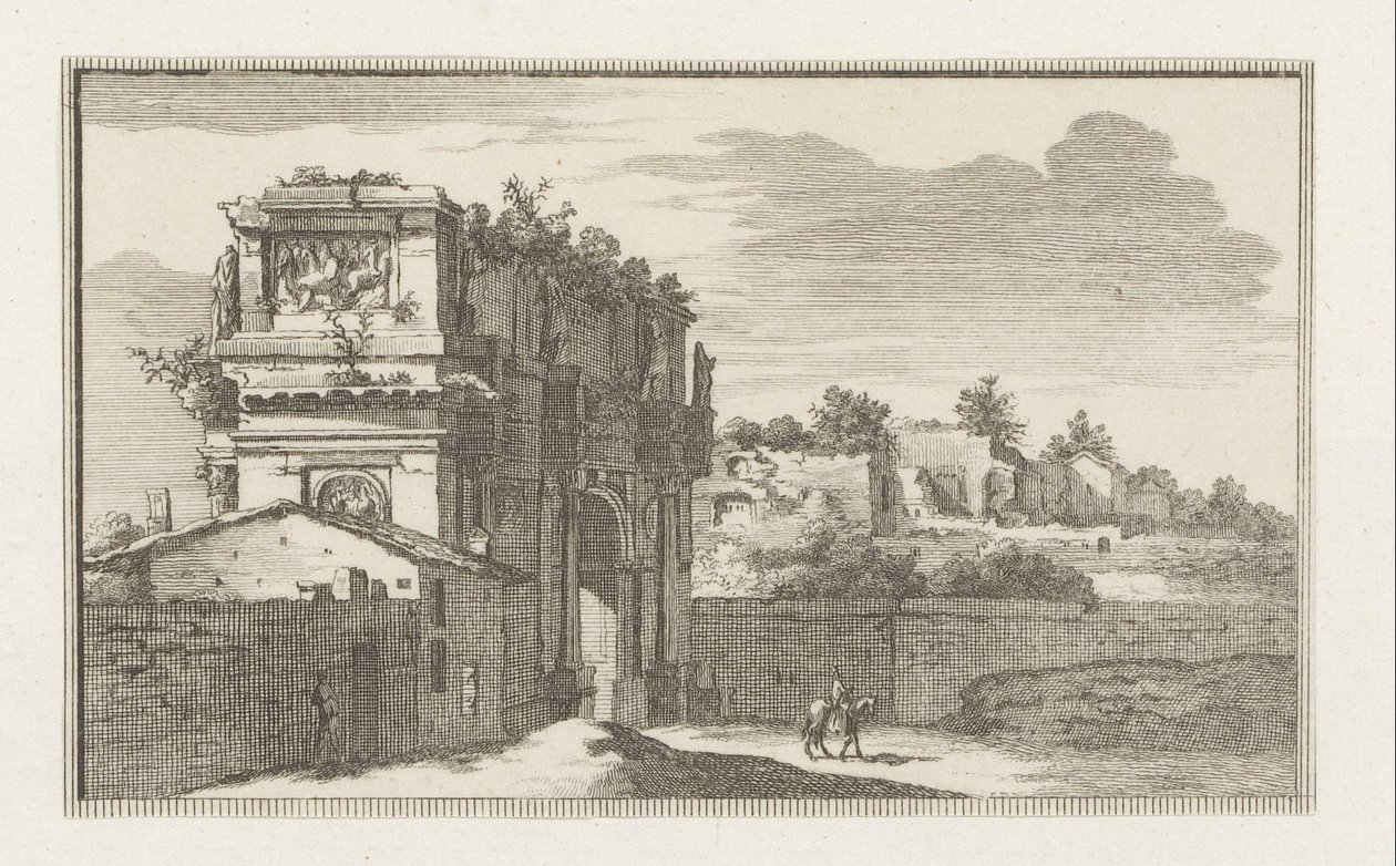 Arco de Constantino em Roma Vistas de Roma (título da série) La Galerie agreable du mond (...) divisée en LXVI tomes...Cette partie comprend le Rome moderne (título da série) Edifícios Magesyn der Italiaense (título da série) de Jacobus Baptist